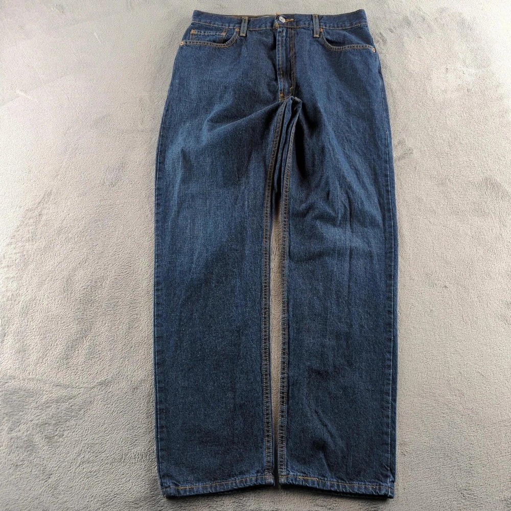 Vintage Y2K Levis Jeans Mens 36x32 Blue Dark Wash Indigo Raw Wash 505 Straight